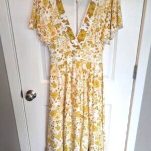 SAINTS + Secrets Yellow Floral Maxi Dress Size Small